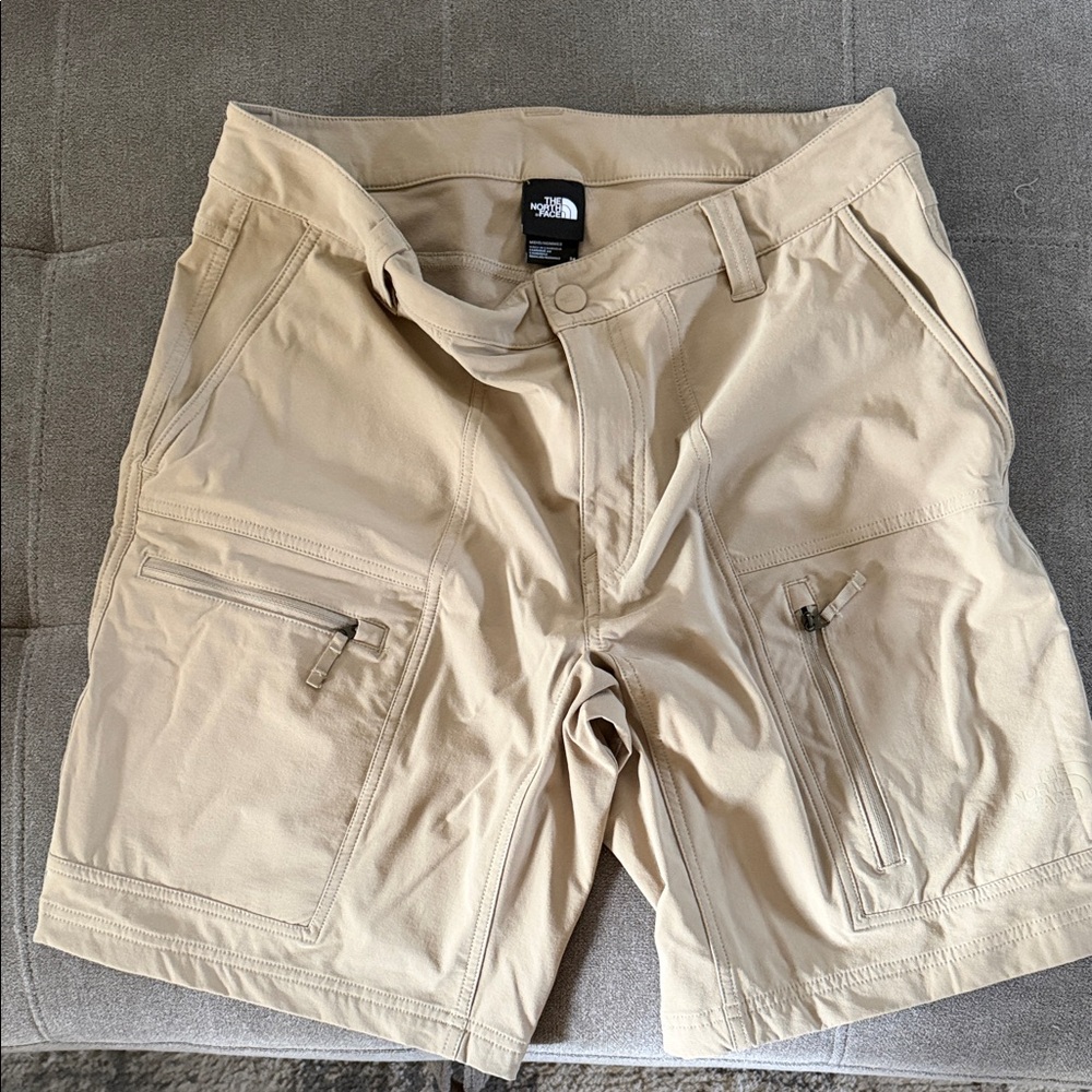 The North Face Men's Beige/Tan Cargo Shorts with Zip Pockets